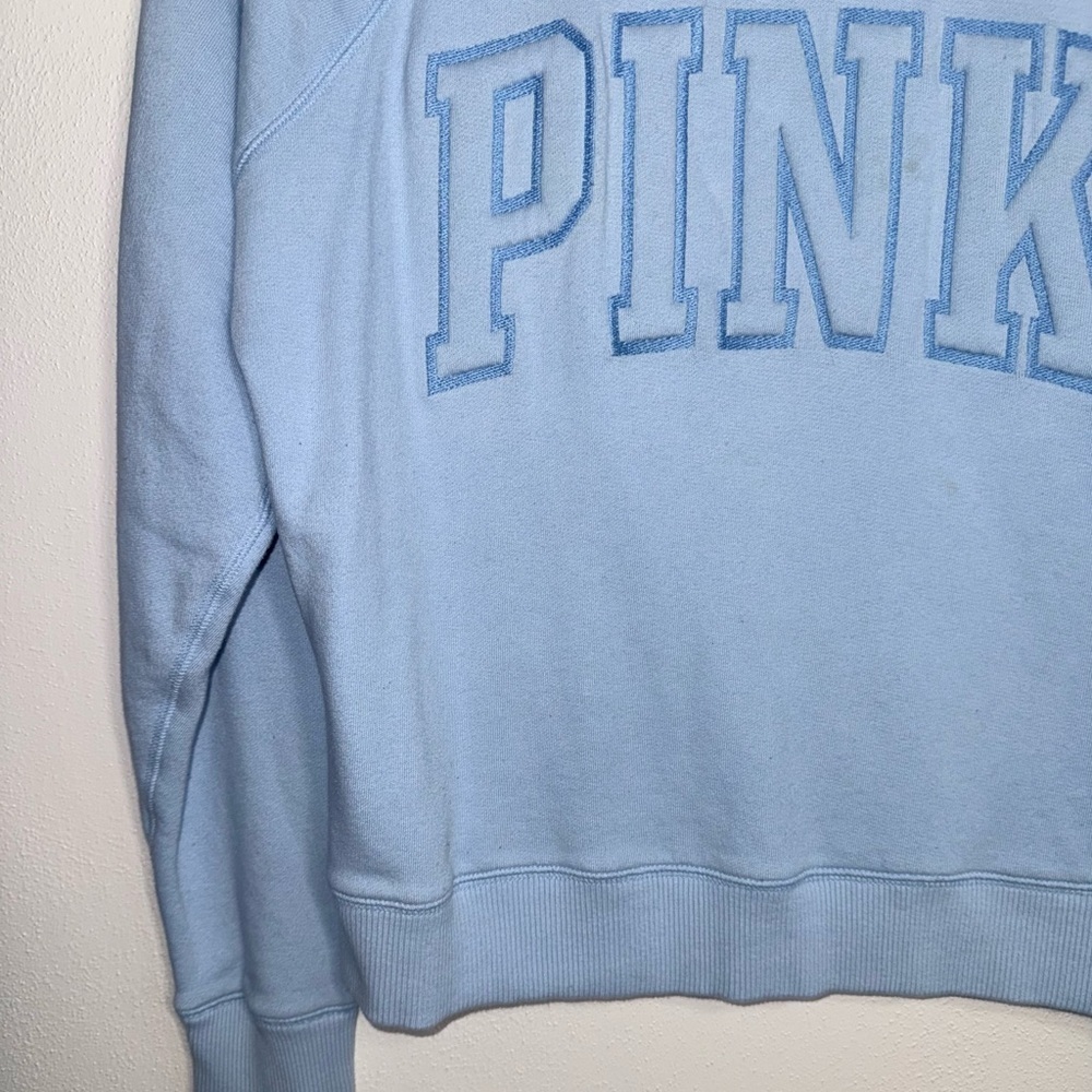 Victoria’s Secret PINK Baby Blue Sweatshirt Embroidered Logo Small Women’s - Picture 6 of 12